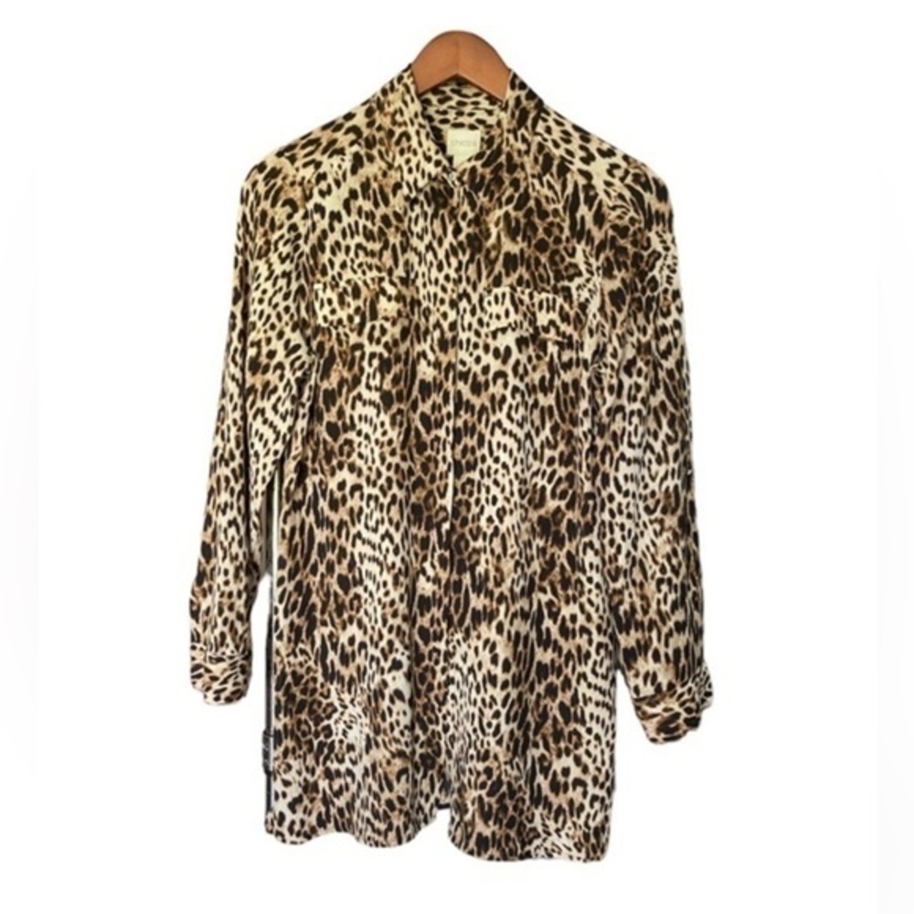 Chico’s animal print long sleeve tunic top nwt